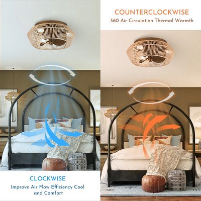 PARROT UNCLE 13.5IN INDOOR ANTIQUE BRUSHED GOLD CAGE FLUSH MOUNT CEILING FAN - Like New