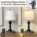 ROTTOGOON RETRO TABLE LAMPS SET OF 2 NIGHTSTAND LAMP FOR BEDROOM VINTAGE RUSTIC - Like New