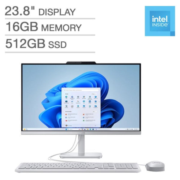 LENOVO A100 AIO 23.8" FHD INTEL N100 16GB RAM 512GB SSD - WHITE - Like New