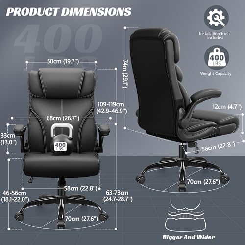 HEROSET OFFICE CHAIR DESK CHAIRS EXECUTIVE BREATHABLE LEATHER MATTE BLACK - Like New