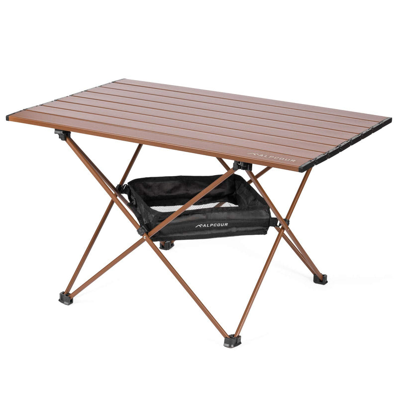 ALPCOUR PORTABLE CAMPING TABLE – LIGHTWEIGHT, COMPACT FOLDING - LARGE - COFFEE - Like New