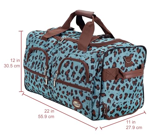 ROCKLAND ROLLING DUFFEL BAG SIZE: 22" - BLUE/LEOPARD - Brand New