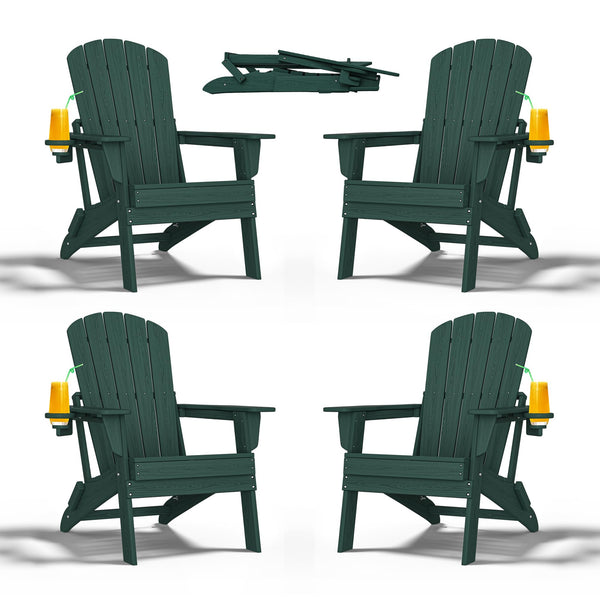 Folding Adirondack Chair Extended Ergonomic Backrest Cup Holder Easy Assembly - Like New