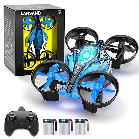 Lansand Mini Drone Small RC Drone Quadcopter 2In1 Race Fly EC200 - Blue Like New