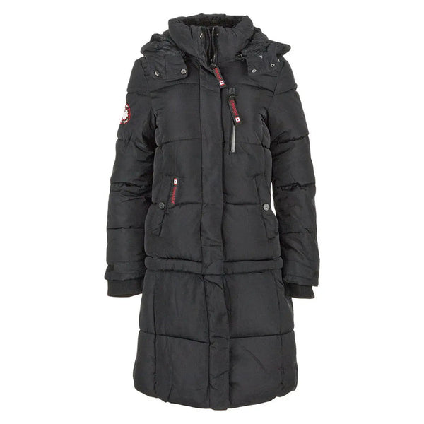 CANADA WEATHER GEAR WOMEN'S LONG PUFFER, HOODIE, BLACK, LARGE, OLCW843PZ - Brand New
