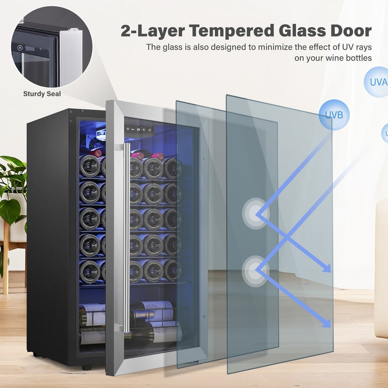 YEEGO 18.8 IN. W 32-BOTTLE FREESTANDING WINE COOLER MINI - Scratch & Dent
