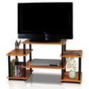 FURINNO NO TOOLS TUBE ENTERTAINMENT CENTER SQUARE CORNER LIGHT CHERRY/BLACK - Like New