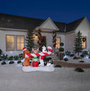 GEMMY CHRISTMAS INFLATABLE DOGS SHARING A CANDY CANE SCENE, 4.5FT TALL, MULTI - Like New