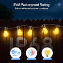 CUIWOS 100FT OUTDOOR STRING LIGHTS RGBW PATIO LIGHTS 30 LED DIMMABLE BULBS - Like New