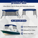 4 Bow Boat Bimini Top Mesh Sidewalls Storage Boot Canvas Only - NEW - Brand New
