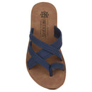 WANDER COMFORTABLY HARBORSIDES OPEN TOE WEDGE (KEEGAN) SIZE 6M - NAVY - Like New