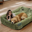 VACQUEEN EXTRA LARGE DOG BED - 72"x48"x10" Washable Floor Beds - ARMY GREEN - Like New