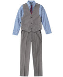IZOD BOYS' 4-PIECE SET WITH COLLARED DRESS SHIRT, TIE, SIZE: 6, MEDIUM BLUE/GRAY - Brand New