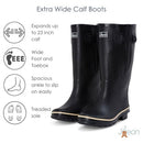 Jileon Extra Wide Calf Rain Boots - Ideal for Wide Feet, Ankles & Calves - Like New
