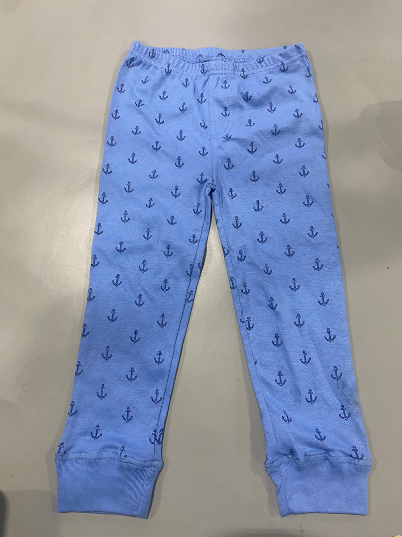 HUDSON BABY INFANT AND TODDLER BOY COTTON PANTS, ANCHORS - SIZE: YOUTH 3T - BLUE - Like New