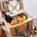 JOLLY HOME Picnic Basket Set 2 Persons Willow Insulated Cooler B08T98NNK9 - Brand New