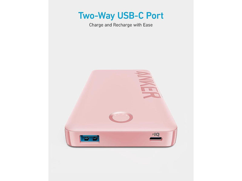 Anker 323 Power Bank, 10,000mAh Battery Capacity (No Cable/Charger) A1334 - Pink Like New