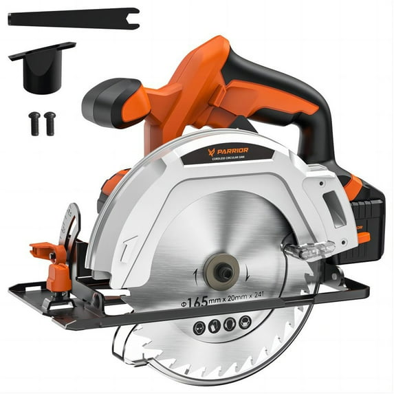 PARRIOR 20V CORDLESS CIRCULAR SAW, WITH 4AH BATTERY (TOOL ONLY) - ORANGE/BLACK - Like New