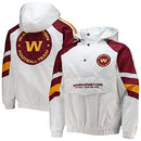 STARTER Men's White/Burgundy Washington Raglan Half-Snap Hoodie Jacket 2XL - Brand New