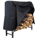 SUNNYDAZE OUTDOOR FIREWOOD LOG RACK AND COVER COMBO SET - 4FOOT, BLACK - Like New