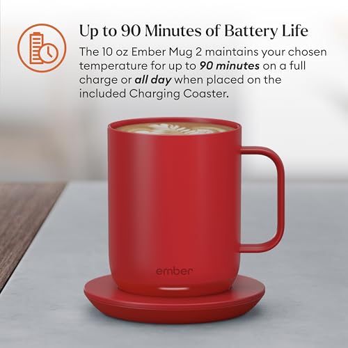 EMBER TEMPERATURE CONTROL SMART MUG 2, 10 OZ, APP-CONTROLLED - RED - Like New