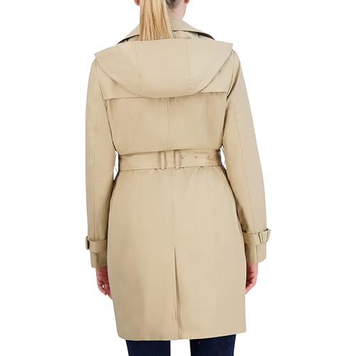 357MC876 COLE HAAN WOMENS DOUBLE BREASTED TRENCH COAT, SIZE M - KHAKI - Brand New
