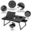 Saviki Lap Desk, Multi-Functional Features - Breakfast Serving Bed Table - Black - Brand New
