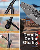 Zersun 10FT Patio Umbrella Solar Powered LED Cantilever Umbrellas - Grey - Like New