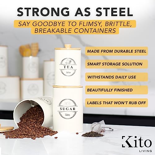 Canisters Sets for Kitchen Counter Storage and Organization with Wooden Bamboo - Like New