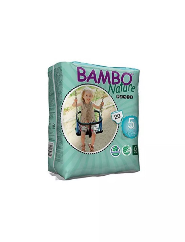 BAMBO NATURE BABY DIAPERS 20 TRAINING PANTS SIZE 5 (26-44 LB) FOR SENSITIVE SKIN - Brand New