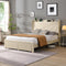 KMNAGT QUEEN SIZE UPHOLSTERED BED FRAME - BEIGE - Scratch & Dent