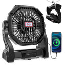 ELOSLOS PORTABLE RECHARGEABLE CAMPING FAN, 270 ROTATION, 36 HOURS X23 - BLACK - Like New