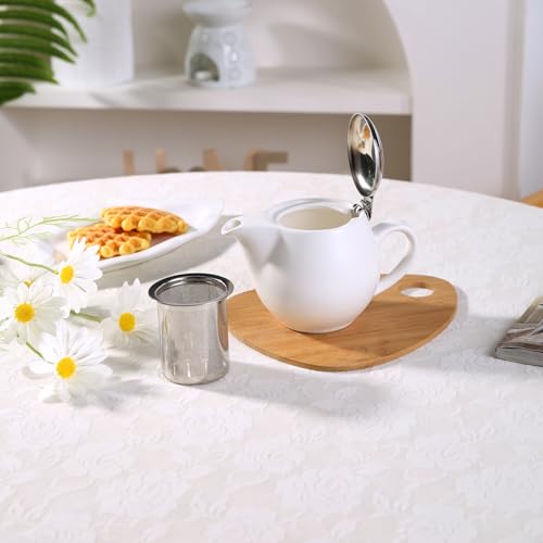 Auxmeware Ceramic Teapot, Heat Resistant Ceramic Tea Kettle 350ml/12oz - White - Like New