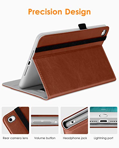 DTTO for iPad Mini 4 Case Premium Leather Folio Stand Cover Case - Brown - Like New