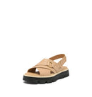 NL5219-246 SOREL WOMEN'S REIN CB CRISS CROSS SANDALS SIZE 8 BEIGE BLACK - Like New