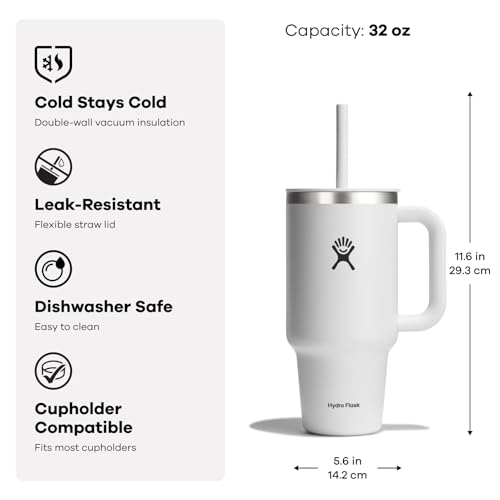 HYDRO FLASK TRAVEL TUMBLER WITH HANDLE, LID AND STRAW 32 OZ - DEW - Brand New