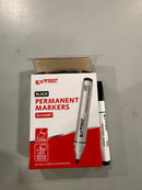EXTRIC PERMANENT MARKERS 12 COUNT SMEAR PROOF - BLACK - Brand New