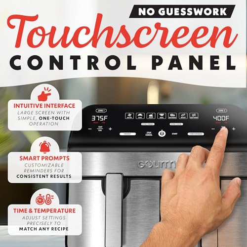 GOURMIA GAF966 10 Qt DUAL BASKET AIR FRYER COOK BLACK/STAINLESS STEEL TRIM - Like New