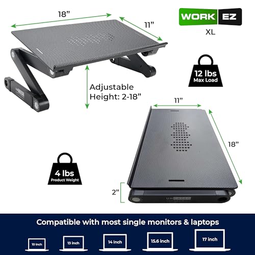 WORKEZ Adjustable Laptop Stand - Height & Cooling, Foldable, WEXL-XL-WHITE - Like New