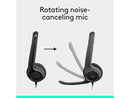 Logitech H390 Wired Headset, Stereo Headphones with Noise-Cancelling