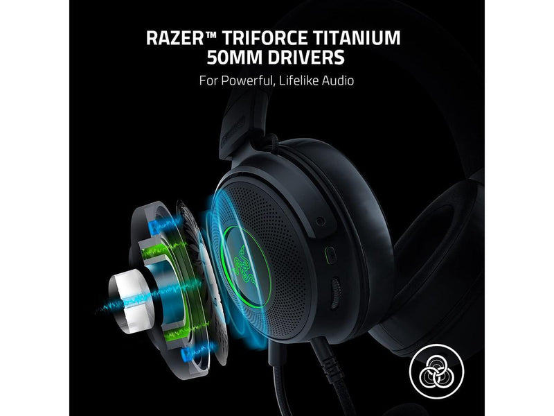 Razer Kraken V3 HyperSense Wired USB Gaming Headset w/Haptic Technology: