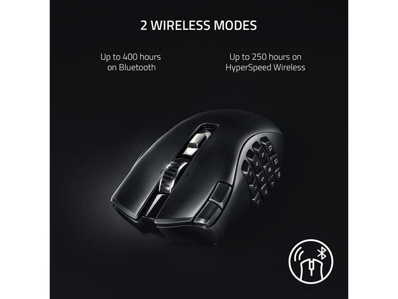 Razer Naga V2 HyperSpeed Wireless MMO Gaming Mouse: 19 Programmable Buttons -