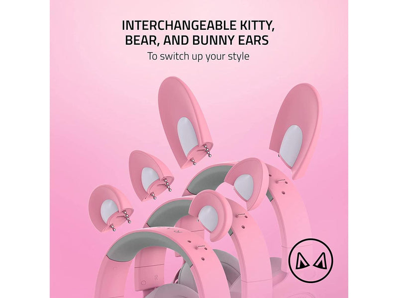 Razer Kraken Kitty V2 Pro Wired RGB Headset: Interchangeable Ears (Kitty, Bear,