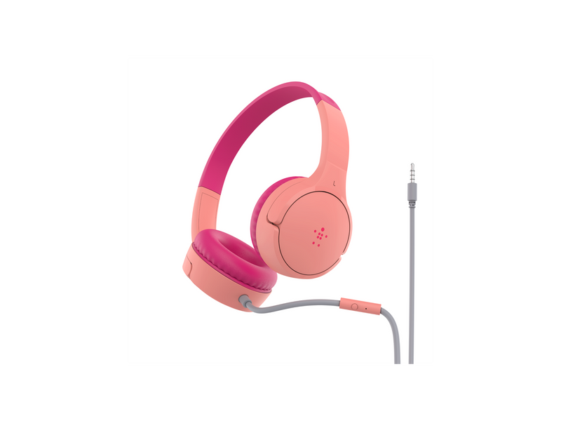 Belkin SoundForm Mini Pink Wired On-Ear Headphones for Kids AUD004BTPK