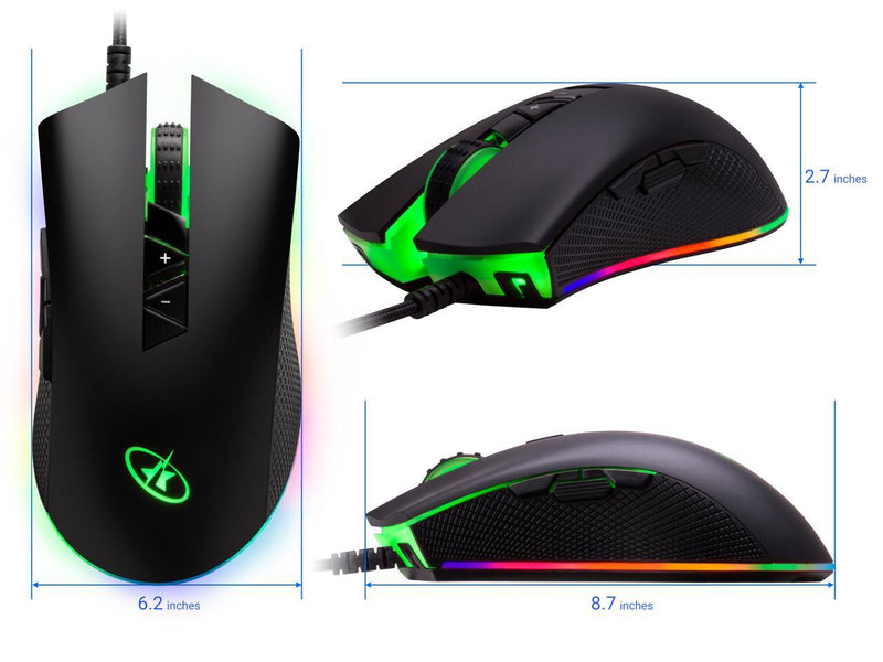 ROSEWILL RGB Gaming Mouse, LED Lighting, Wired USB, Gaming Mice