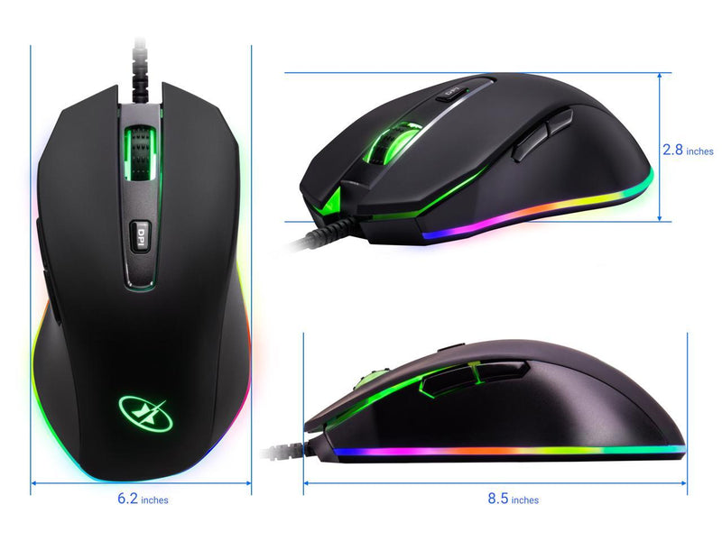 ROSEWILL Gaming Mouse with RGB LED Lighting, Gaming Mice for Computer