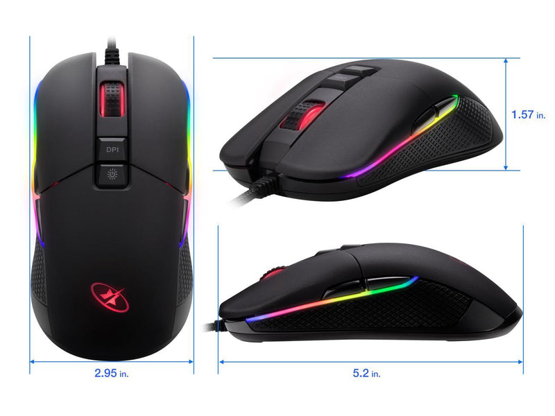 Rosewill NEON M62 Ambidextrous Wired Gaming Mouse, On-The-Fly 10000 DIP,