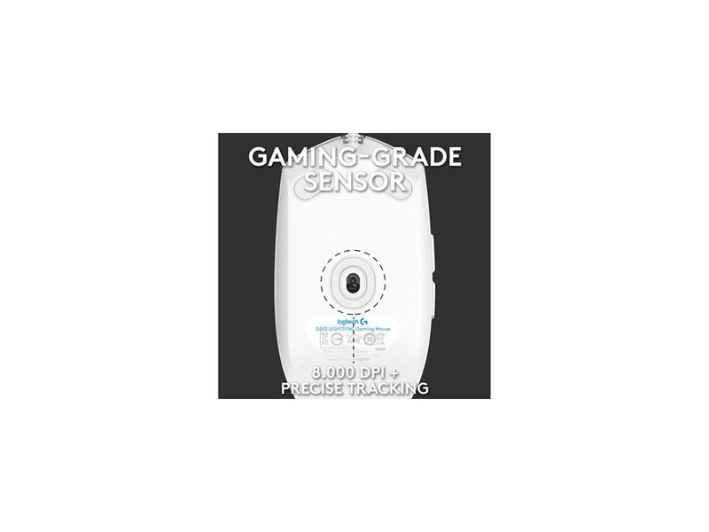 Logitech G203 Wired Gaming Mouse, 8,000 DPI, Rainbow Optical Effect LIGHTSYNC