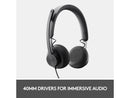 Logitech Zone 750 Wired On-ear Headset with Noise-canceling microphone, USB-C