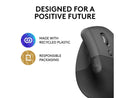 Logitech Lift Vertical Ergonomic Mouse, Wireless, Bluetooth or Logi Bolt USB